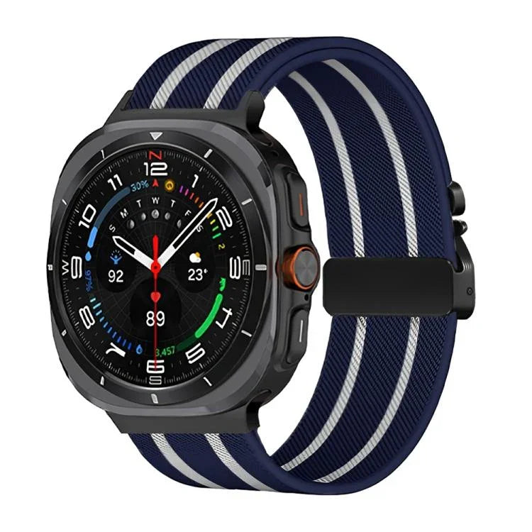 パラシュートバックルストライプナイロン伸縮編みウォッチバンド、Samsung Galaxy Watch Ultra 47mm / Ultra 2025 用
