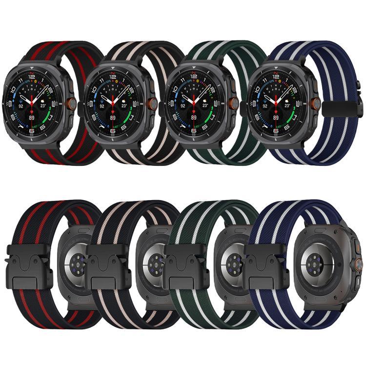 パラシュートバックルストライプナイロン伸縮編みウォッチバンド、Samsung Galaxy Watch Ultra 47mm / Ultra 2025 用