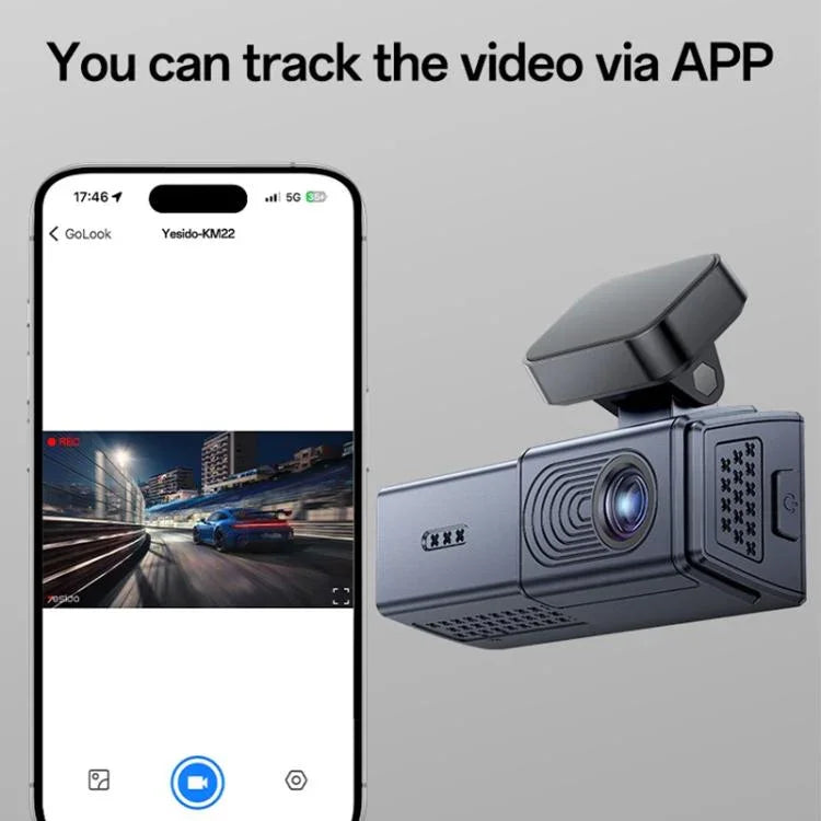 Yesido KM22 1K HD Dual Dash Camera Car Driving Recorder with 1.47 inch Screen, KM22