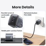 USAMS CC306 T66 45W デュアルUSB-C / Type-C GaN急速充電器、USプラグ、CC306