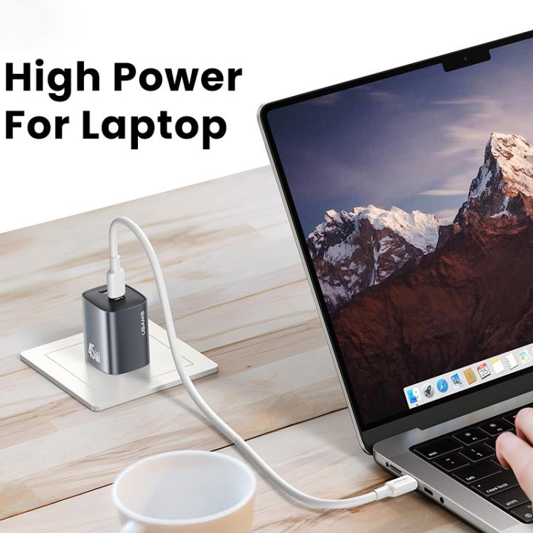 USAMS CC306 T66 45W デュアルUSB-C / Type-C GaN急速充電器、USプラグ、CC306