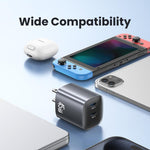USAMS CC306 T66 45W デュアルUSB-C / Type-C GaN急速充電器、USプラグ、CC306