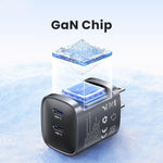 USAMS CC306 T66 45W デュアルUSB-C / Type-C GaN急速充電器、USプラグ、CC306