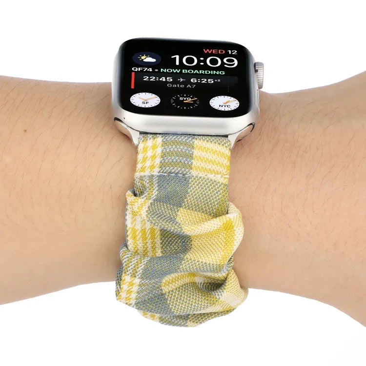 JK制服スタイル布＋ステンレススチールウォッチリストストラップ、Apple Watch Series 7 45mm / 6 & SE & 5 & 4 44mm / 3 & 2 & 1 42mm用、Apple Watch Series 7 41mm / 6 & SE & 5 & 4 40mm / 3 & 2 & 1 38mm用