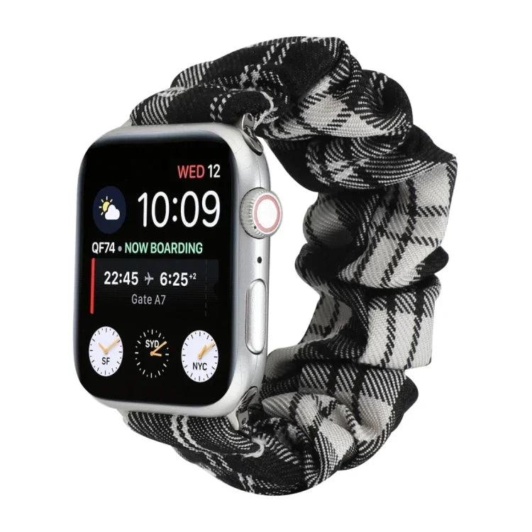 JK制服スタイル布＋ステンレススチールウォッチリストストラップ、Apple Watch Series 7 45mm / 6 & SE & 5 & 4 44mm / 3 & 2 & 1 42mm用、Apple Watch Series 7 41mm / 6 & SE & 5 & 4 40mm / 3 & 2 & 1 38mm用
