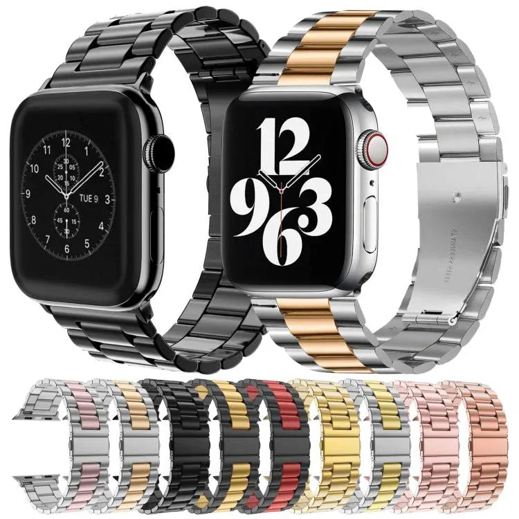 xDfind スリービーズフォールドバックルステンレススチールウォッチバンド、Apple Watch 46mm / 49mm / 45mm / 44mm用、Apple Watch 42mm / 41mm / 40mm / 38mm用