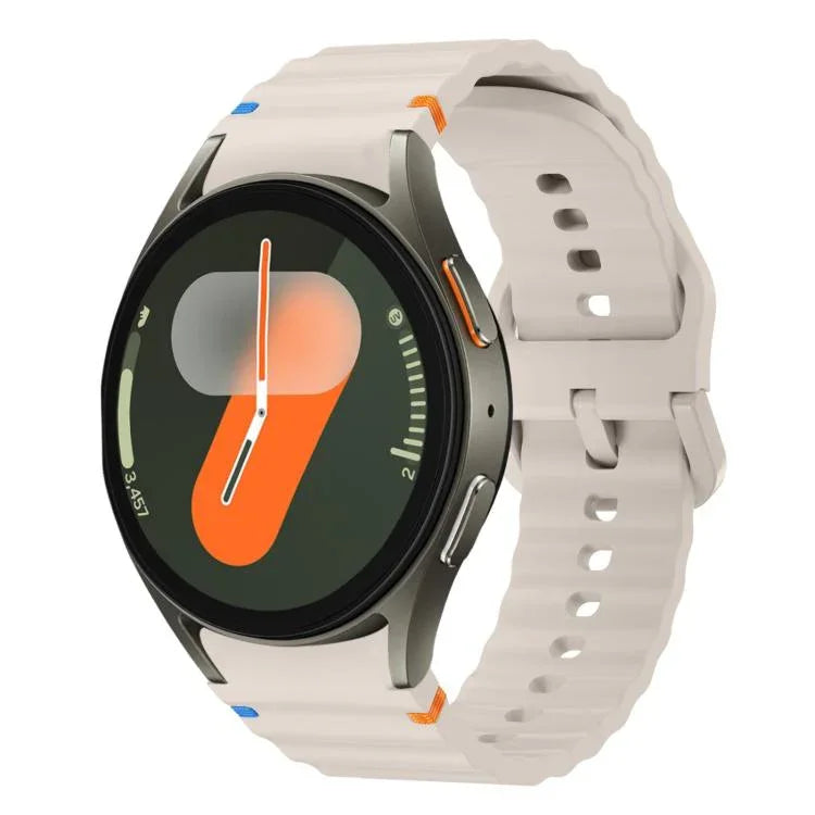 xDfind ウェービーグレインステッチカラフルバックルシリコンウォッチバンド、Samsung Galaxy Watch FE / 7 / 6 / 5 / 4用