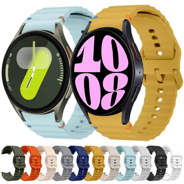 xDfind ウェービーグレインステッチカラフルバックルシリコンウォッチバンド、Samsung Galaxy Watch FE / 7 / 6 / 5 / 4用