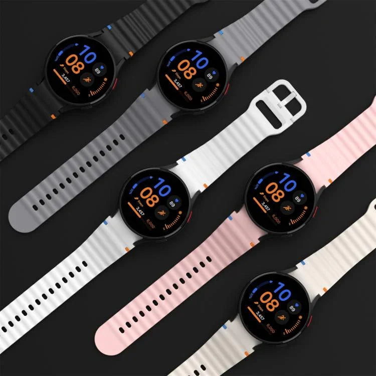 xDfind ウェービーグレインステッチカラフルバックルシリコンウォッチバンド、Samsung Galaxy Watch FE / 7 / 6 / 5 / 4用