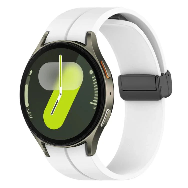 xDfind フォールドマグネティックブラックバックルシリコンウォッチバンド、Samsung Galaxy Watch7 / FE / 6 / 5 / 4用
