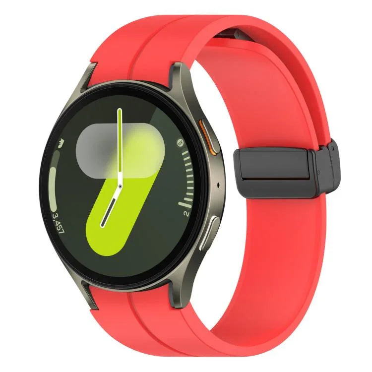 xDfind フォールドマグネティックブラックバックルシリコンウォッチバンド、Samsung Galaxy Watch7 / FE / 6 / 5 / 4用