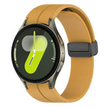 xDfind フォールドマグネティックブラックバックルシリコンウォッチバンド、Samsung Galaxy Watch7 / FE / 6 / 5 / 4用