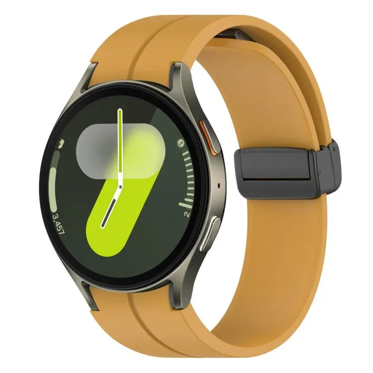 xDfind フォールドマグネティックブラックバックルシリコンウォッチバンド、Samsung Galaxy Watch7 / FE / 6 / 5 / 4用