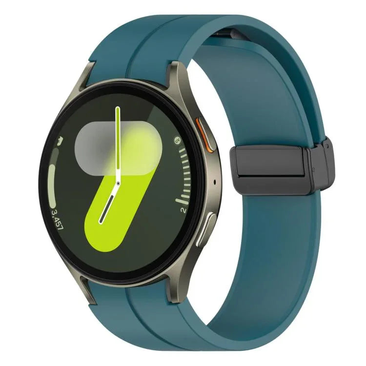 xDfind フォールドマグネティックブラックバックルシリコンウォッチバンド、Samsung Galaxy Watch7 / FE / 6 / 5 / 4用