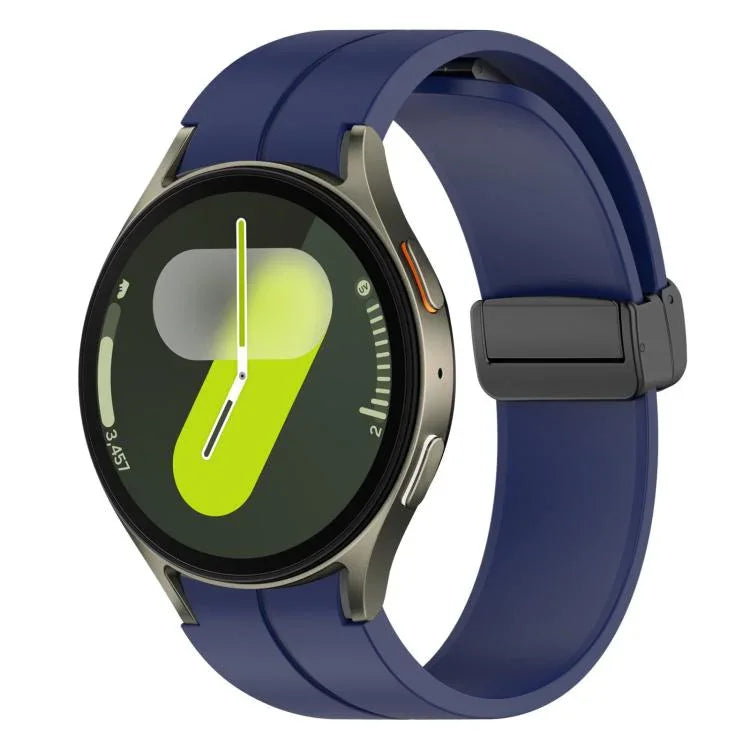 xDfind フォールドマグネティックブラックバックルシリコンウォッチバンド、Samsung Galaxy Watch7 / FE / 6 / 5 / 4用