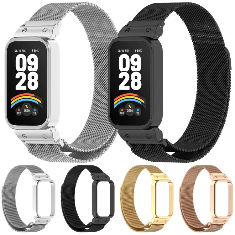 xDfind Watch Frame Integrated Milan Magnetic Metal Watch Band, For Redmi Band 3 / Xiaomi Smart Band 9 Active, For Redmi Band 2 / Xiaomi Smart Band 8 Active
