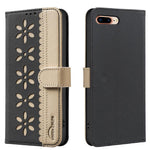 スプライシングカラーホローフラワーパターンRFIDレザースマホケース、iPhone XS Max用、iPhone 6 Plus / 7 Plus / 8 Plus用、iPhone 6 / 7 / 8用