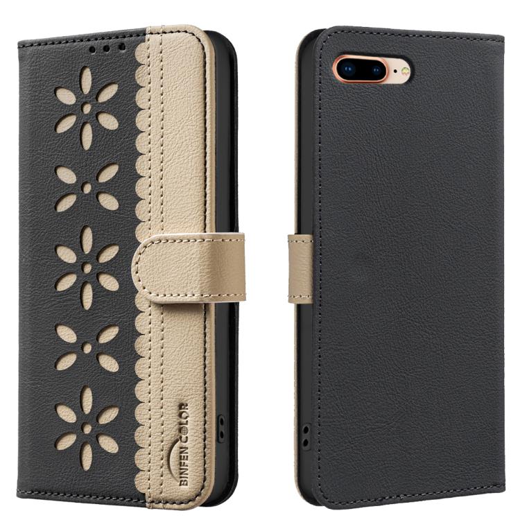 スプライシングカラーホローフラワーパターンRFIDレザースマホケース、iPhone XS Max用、iPhone 6 Plus / 7 Plus / 8 Plus用、iPhone 6 / 7 / 8用
