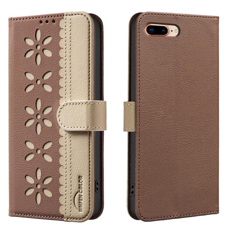 スプライシングカラーホローフラワーパターンRFIDレザースマホケース、iPhone XS Max用、iPhone 6 Plus / 7 Plus / 8 Plus用、iPhone 6 / 7 / 8用