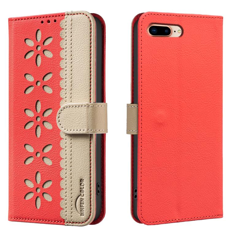 スプライシングカラーホローフラワーパターンRFIDレザースマホケース、iPhone XS Max用、iPhone 6 Plus / 7 Plus / 8 Plus用、iPhone 6 / 7 / 8用