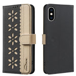 スプライシングカラーホローフラワーパターンRFIDレザースマホケース、iPhone XS Max用、iPhone 6 Plus / 7 Plus / 8 Plus用、iPhone 6 / 7 / 8用
