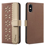 スプライシングカラーホローフラワーパターンRFIDレザースマホケース、iPhone XS Max用、iPhone 6 Plus / 7 Plus / 8 Plus用、iPhone 6 / 7 / 8用