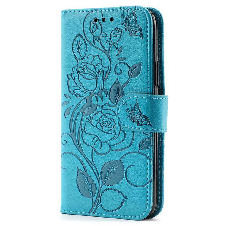 ローズバタフライ エンボスレザー電話ケース、iPhone 17e / 16e 用、iPhone 17 Pro Max 用、iPhone 17 Pro 用、iPhone 17 用、iPhone Air 用