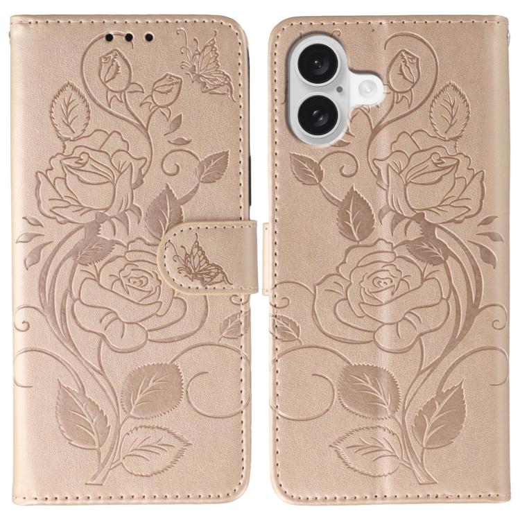 ローズバタフライ エンボスレザー電話ケース、iPhone 17e / 16e 用、iPhone 17 Pro Max 用、iPhone 17 Pro 用、iPhone 17 用、iPhone Air 用