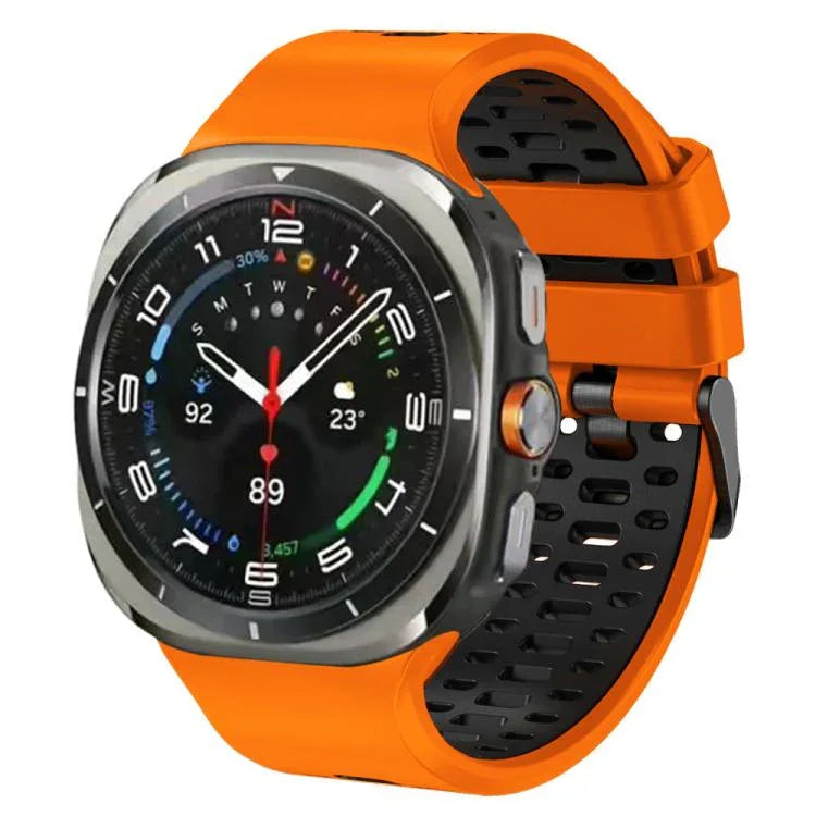ツーカラー シリコン 通気性 時計バンド、Samsung Galaxy Watch Ultra 47mm / Ultra 2025 用