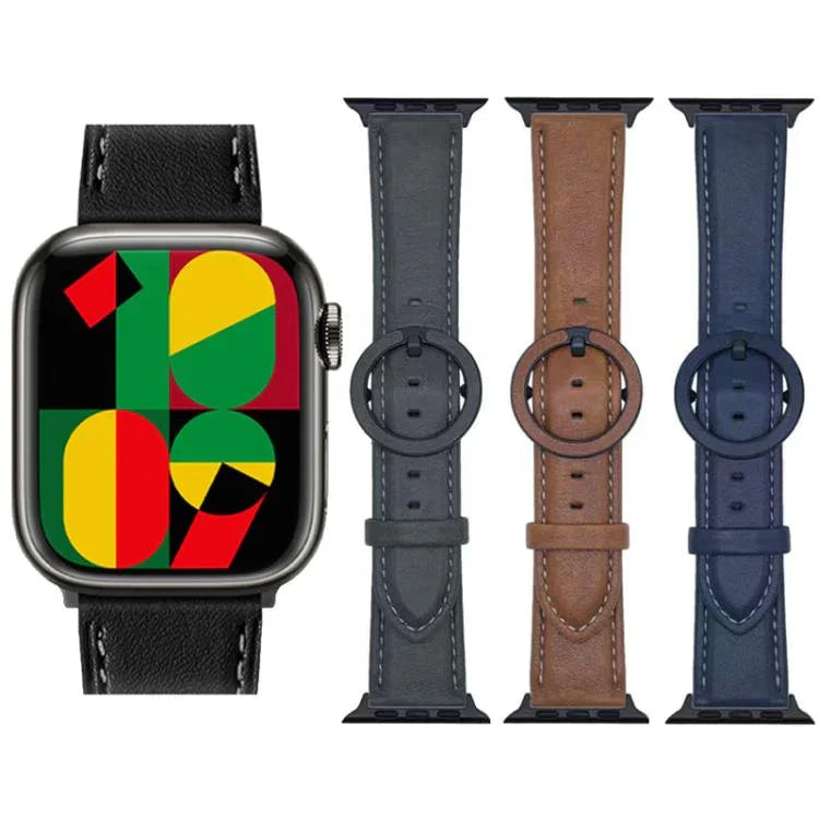 xDfind ラウンドバックル レザーウォッチバンド、Apple Watch 46mm / 49mm / 45mm / 44mm用、Apple Watch 42mm / 41mm / 40mm / 38mm用