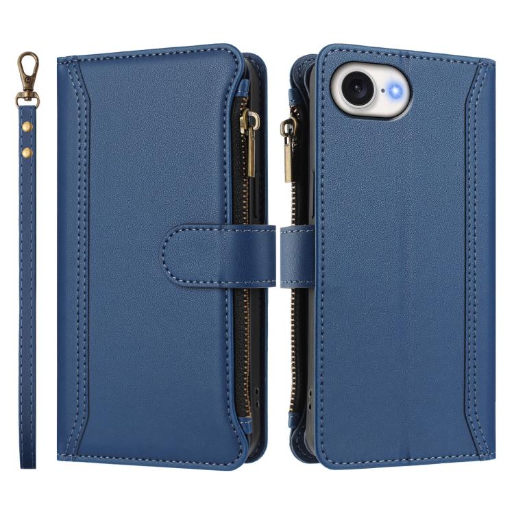 磁気留め具 9カードスロット ジッパーレザーケース ハンドストラップ付き、iPhone 17e / 16e 用、iPhone 17 Pro Max 用、iPhone 17 Pro 用、iPhone 17 用、iPhone Air 用、iPhone 16 Pro Max 用、iPhone 16 Pro 用、iPhone 16 Plus 用