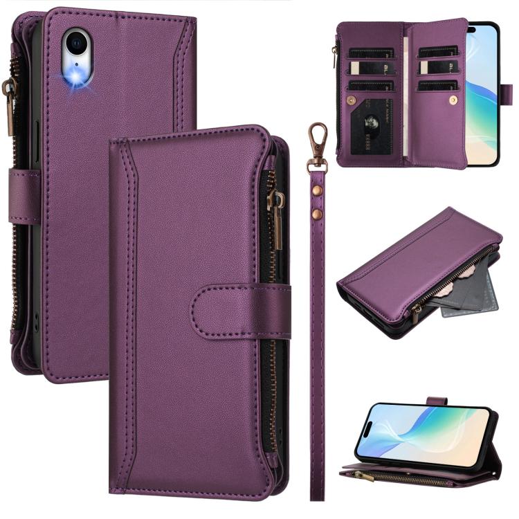 マグネット留め具9カードスロットジッパーレザーケース（ハンドストラップ付き）、iPhone 11 Pro Max用、iPhone 11用、iPhone 11 Pro用、iPhone XS / X用、iPhone XR用、iPhone XS Max用、iPhone 8 Plus / 7 Plus用