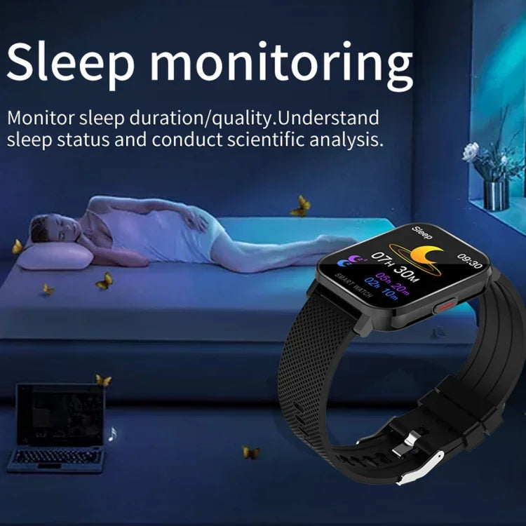 1.54インチTFTスクリーン IP67防水 ビジネススポーツシリコンバンドスマートウォッチ、睡眠モニター／心拍数モニター／血圧モニター対応、シリコンバンド