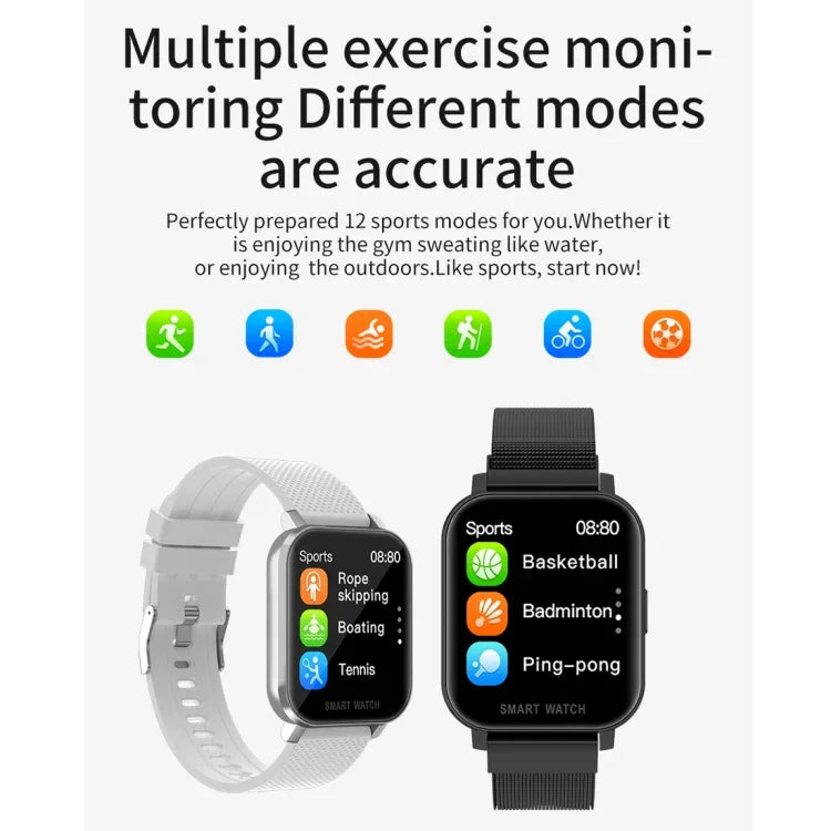 1.54インチTFTスクリーン IP67防水 ビジネススポーツシリコンバンドスマートウォッチ、睡眠モニター／心拍数モニター／血圧モニター対応、シリコンバンド