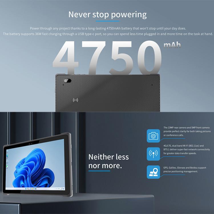 QCOM W1019 Windows 11 Pro タブレットPC、8GB+128GB、10.1インチ Qualcomm SC7180 Kryo 468 8C8T オクタコア、ネットワーク：4G、OTG対応、EUプラグ、USプラグ、UKプラグ、AUプラグ