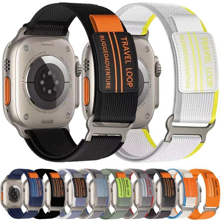 xDfind ダブルセクションメタルバックルループナイロン編みウォッチバンド、Apple Watch 46mm / 49mm / 45mm / 44mm 用、Apple Watch 42mm / 41mm / 40mm / 38mm 用