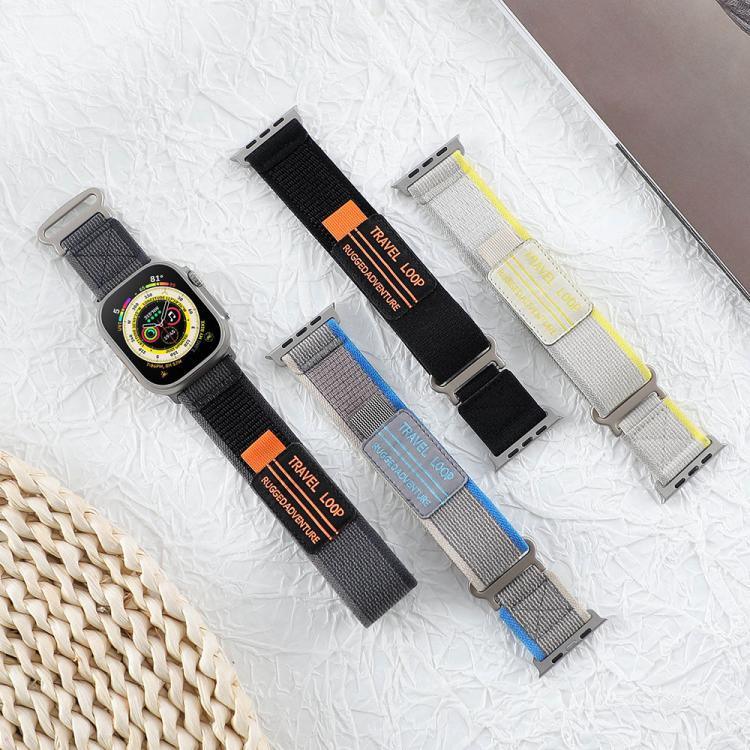 xDfind ダブルセクションメタルバックルループナイロン編みウォッチバンド、Apple Watch 46mm / 49mm / 45mm / 44mm 用、Apple Watch 42mm / 41mm / 40mm / 38mm 用