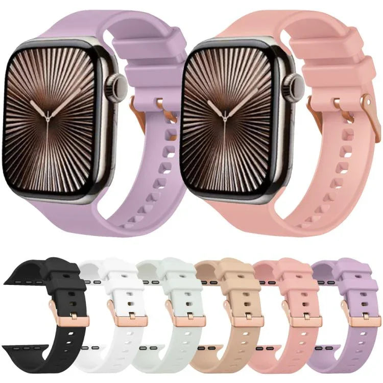 無地ローズゴールドバックルシリコンウォッチバンド、Apple Watch 42mm / 41mm / 40mm / 38mm 用