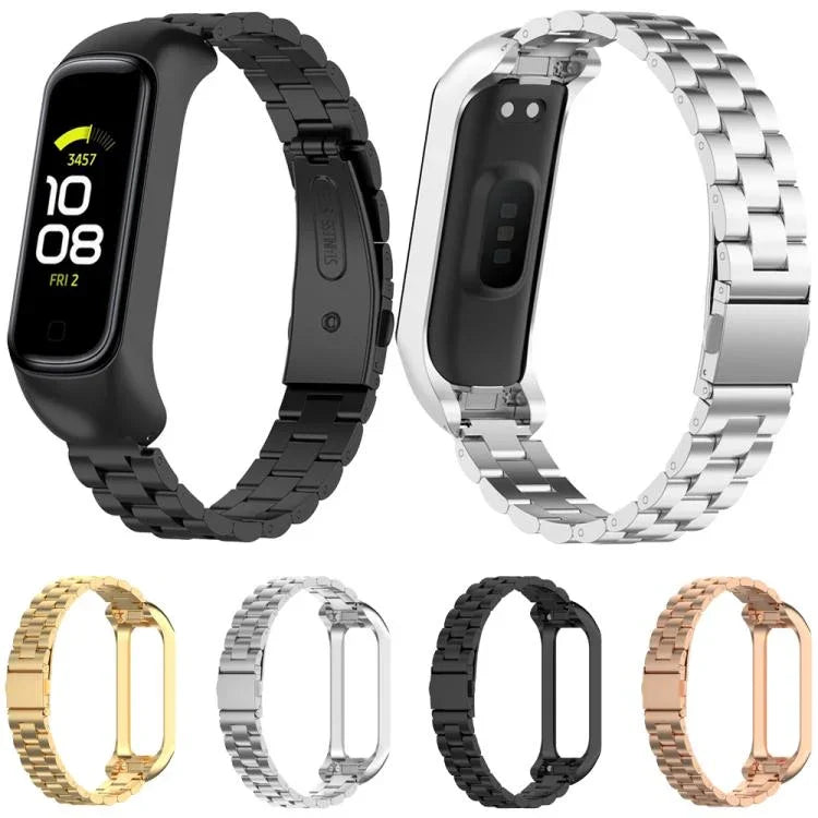 xDfind メタルフレーム 一体型 スリービーズ スチール 時計バンド、Samsung Galaxy Fit 2 用