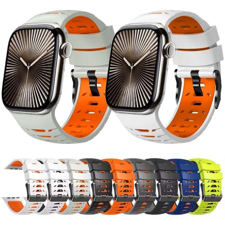 台形ツートンカラーシリコンウォッチバンド、Apple Watch 46mm / 49mm / 45mm / 44mm 用