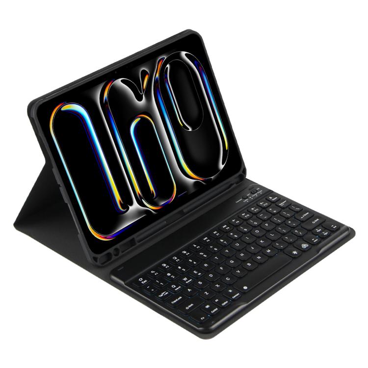 カラフルバックライトBluetoothキーボードレザータブレットケース、iPad Air 11 2024 / Air 11 2025用、iPad Air 5 / Air 4 10.9用