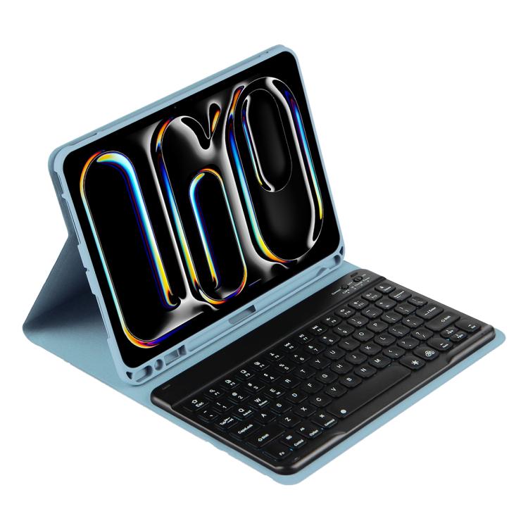 カラフルバックライトBluetoothキーボードレザータブレットケース、iPad Air 11 2024 / Air 11 2025用、iPad Air 5 / Air 4 10.9用