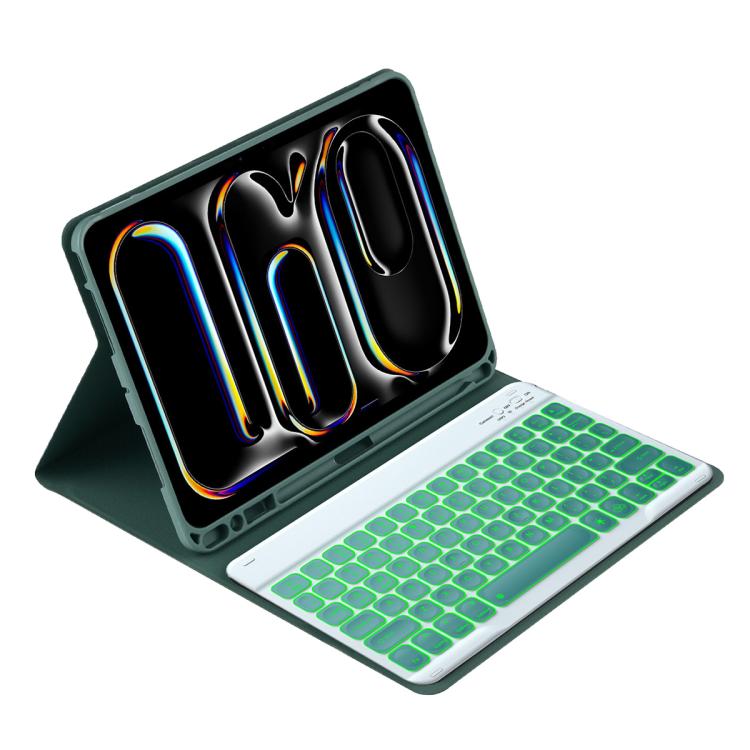 カラフルバックライトBluetoothキーボードレザータブレットケース、iPad Air 11 2024 / Air 11 2025用、iPad Air 5 / Air 4 10.9用