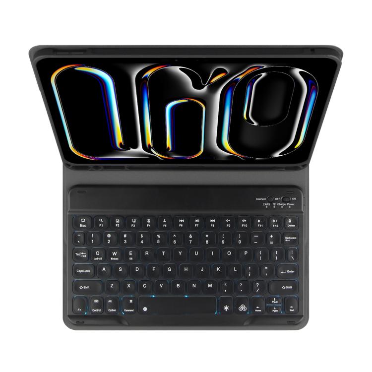 カラフルバックライトBluetoothキーボードレザータブレットケース、iPad Air 11 2024 / Air 11 2025用、iPad Air 5 / Air 4 10.9用