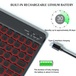カラフルバックライトBluetoothキーボードレザータブレットケース、iPad Air 11 2024 / Air 11 2025用、iPad Air 5 / Air 4 10.9用