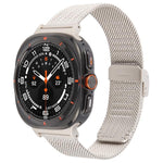 一体型バックル型エンボス加工ミラネーゼメタルウォッチバンド、Samsung Galaxy Watch Ultra 47mm / Ultra 2025用
