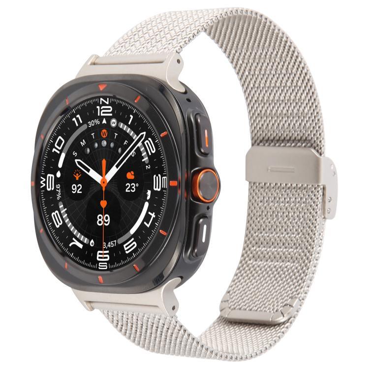 一体型バックル型エンボス加工ミラネーゼメタルウォッチバンド、Samsung Galaxy Watch Ultra 47mm / Ultra 2025用