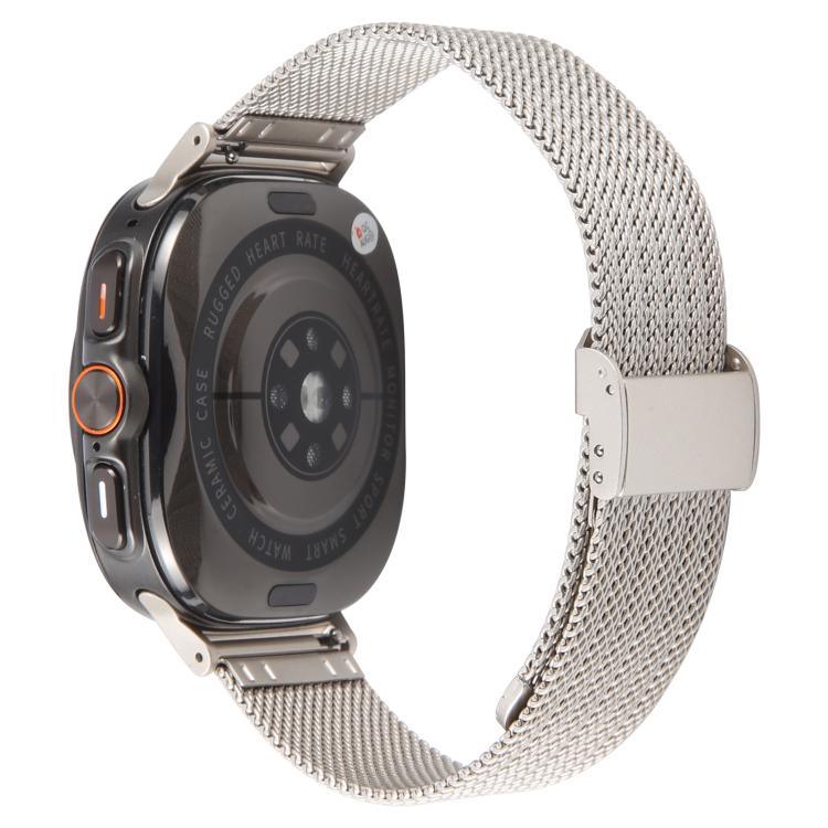 一体型バックル型エンボス加工ミラネーゼメタルウォッチバンド、Samsung Galaxy Watch Ultra 47mm / Ultra 2025用