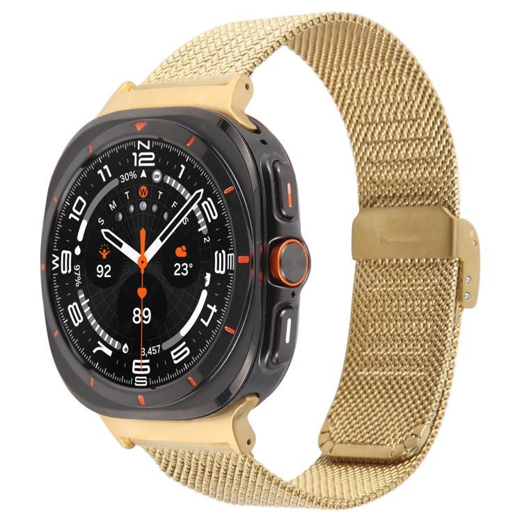 一体型バックル型エンボス加工ミラネーゼメタルウォッチバンド、Samsung Galaxy Watch Ultra 47mm / Ultra 2025用
