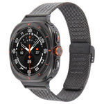 一体型バックル型エンボス加工ミラネーゼメタルウォッチバンド、Samsung Galaxy Watch Ultra 47mm / Ultra 2025用